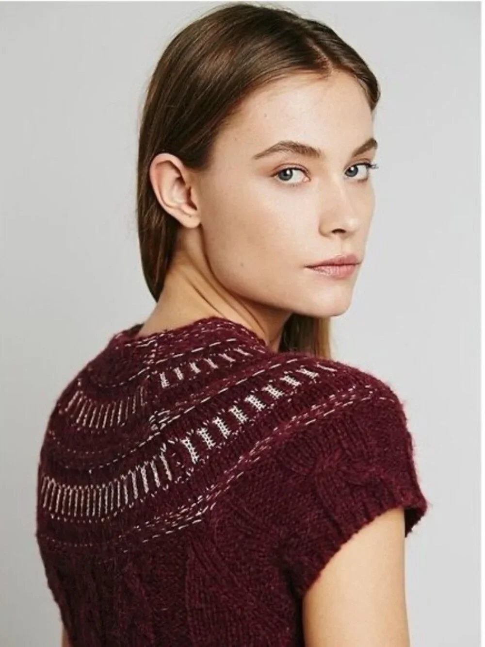 NWT Free People Dark Cherry Sequin Fit & Flare Sweater Dress | Mob Wife Coquette - Picture 11 of 16